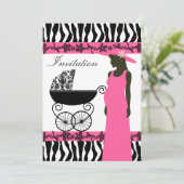 ピンクとゼブラベビーシャワー招待状 招待状 (スタンド正面)