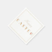 ピンクとタンのフローライースターナプキン スタンダードカクテルナプキン (角)