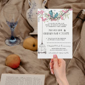 ピンクとターコイズのさくらんぼ花鳥結婚の 招待状