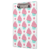 ピンクとターコイズのカップケーキ、カップケーキパターン クリップボード (左)