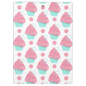 ピンクとターコイズのカップケーキ、カップケーキパターン クリップボード (裏面)