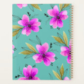 ピンクとターコイズのカラフルな水彩花柄 プランナー手帳 (裏面)