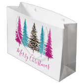 ピンクとターコイズのグリッタークリスマス ラージペーパーバッグ (裏面アングル)