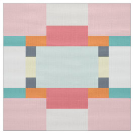 ピンクとターコイズのヴィンテージの正方形パターン ファブリック