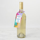 ピンクとターコイズの大理石抽象芸術水彩 ボトルネックタグ (アングル)