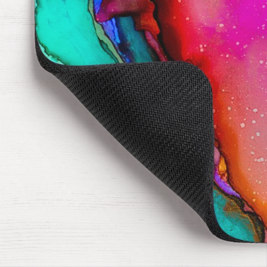 ピンクとターコイズの大理石抽象芸術水彩 マウスパッド (コーナー)