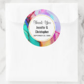 ピンクとターコイズの大理石抽象芸術水彩 ラウンドシール (バッグ)