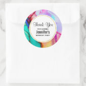 ピンクとターコイズの大理石抽象芸術水彩 ラウンドシール (バッグ)