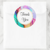 ピンクとターコイズの大理石抽象芸術水彩 ラウンドシール (バッグ)