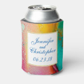 ピンクとターコイズの大理石抽象芸術水彩 缶クーラー (缶裏面)