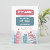 ピンクとターコイズの新しいアドレスの漫画の街 案内状 (スタンド正面)