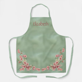 ピンクとターコイズの桜 エプロン