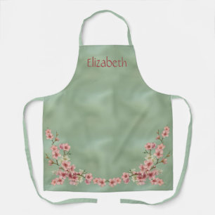 ピンクとターコイズの桜 エプロン