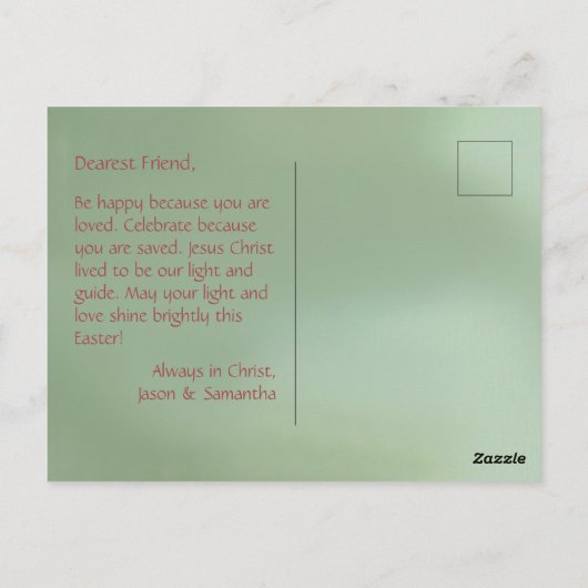 ピンクとターコイズの桜 ポストカード (裏面)