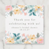 ピンクとターコイズの花のブライダルシャワー カスタム サンクス フェイバータグ (裏面)