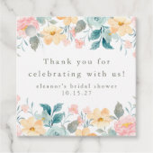 ピンクとターコイズの花のブライダルシャワー カスタム サンクス フェイバータグ (正面)