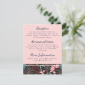 ピンクとターコイズの花の受付カード エンクロージャーカード (スタンド正面)