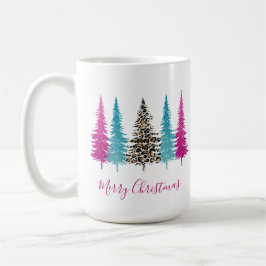 ピンクとターコイズの輝きのクリスマス コーヒーマグカップ