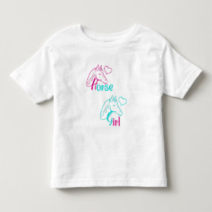 ピンクとターコイズの馬の女の子 トドラーTシャツ
