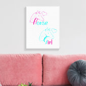 ピンクとターコイズの馬の少女 キャンバスプリント (インサイチュ (リビング))