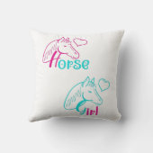 ピンクとターコイズの馬の少女 クッション (裏面)