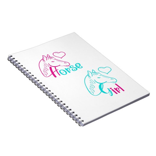 ピンクとターコイズの馬の少女 ノートブック (右側)