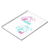 ピンクとターコイズの馬の少女 ノートブック (左側)