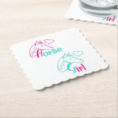 ピンクとターコイズの馬の少女 ペーパーコースター (アングル)