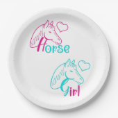 ピンクとターコイズの馬の少女 ペーパープレート (正面)