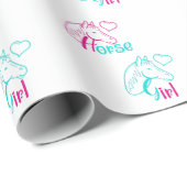 ピンクとターコイズの馬の少女 ラッピングペーパー (ロールコーナー)