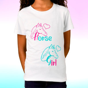 ピンクとターコイズの馬の少女 Tシャツ