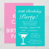 ピンクとターコイズの「Keep calm」誕生日招待状 招待状 (正面/裏面)