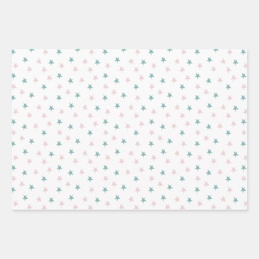 ピンクとターコイズクリスマスコレクション ラッピングペーパーシート (正面3)