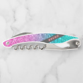 ピンクとターコイズグリッターモノグラグラデーションム ソムリエナイフ (裏面)