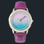 ピンクとターコイズグリッター グラデーション 腕時計<br><div class="desc">このeウォッチデザインは、ブラック数字のピンクとターコイズのグリッターテクスチャーグラデーションを特徴とし、子供に最適である。</div>