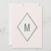 ピンクとターコイズブルーの偽のグリッター シーケン スウィート 16 招待状 (裏面)