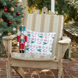 ピンクとターコイズレトロクリスマスオーナメント アウトドアクッション