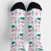 ピンクとターコイズレトロクリスマスオーナメント ソックス (上部)