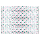 ピンクとターコイズレトロクリスマスオーナメント テーブルクロス (正面(横))