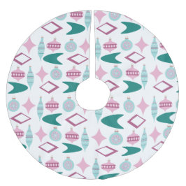 ピンクとターコイズレトロクリスマスオーナメント ブラッシュドポリエステルツリースカート