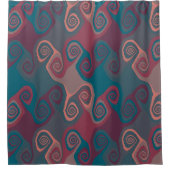 ピンクとターコイズ旋回抽象芸術 シャワーカーテン (正面)