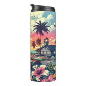 ピンクとターコイズ楽園 |ビーチアート タンブラー (回転右)