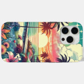 ピンクとターコイズ楽園 |ビーチアート Case-Mate iPhoneケース (裏面 (横))