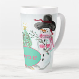 ピンクとターコイズ カフェラテマグ