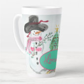 ピンクとターコイズ カフェラテマグ (左アングル)