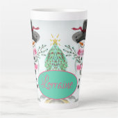 ピンクとターコイズ カフェラテマグ (正面)