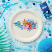 ピンクとターコイズ ペーパープレート (パーティー)