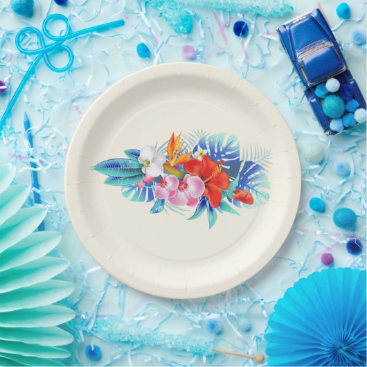 ピンクとターコイズ ペーパープレート (パーティー)