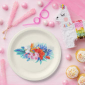 ピンクとターコイズ ペーパープレート (パーティー)