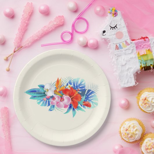 ピンクとターコイズ ペーパープレート (パーティー)